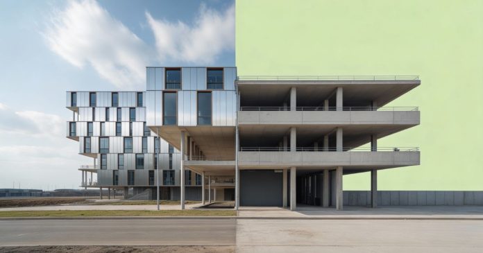 Aluminium and concrete building comparison showing why aluminium and zinc are more sustainable recyclable construction materials